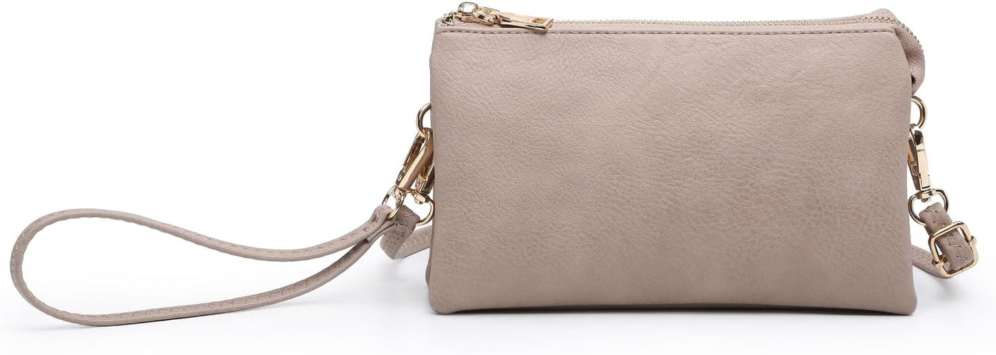 JEN & CO. Riley Small Crossbody Bags for Women Vegan Leather Wristlet Clutch Wallet Purses Handbags with 2 Straps