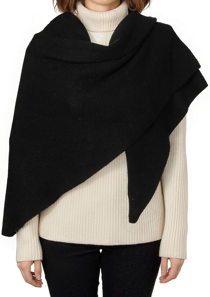 RIIQIICHY Shawl Wrap Women Pashmina Triangle Cape Knit Sweater Scarf for Fall Winter Fashion Accessory