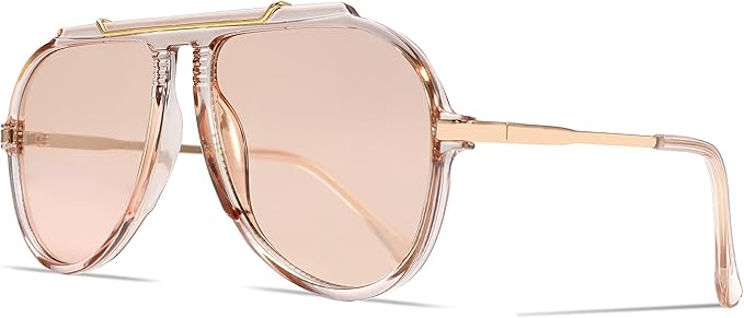 Oversized Aviator Sunglasses for Women Men 2026 70s Retro Gold Metal Sun Glasses Tangle Free Square Aviators