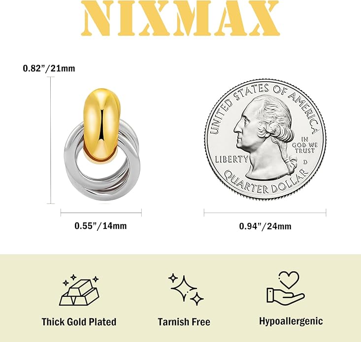 Chunky Small Knot Earrings Gold Silver Geometric Earrings for Women Dainty Gold and Silver Plated Dangle Drop Earrings Hypoallergenic and Lightweight Fashion Trendy Jewelry Gifts