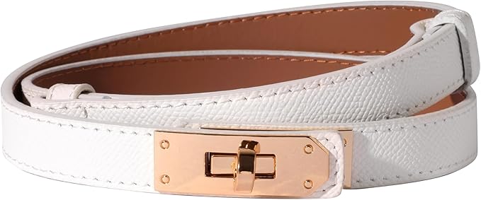 Women Skinny Leather Belt Solid Color Alloy Turn Lock Adjustable Waistband for Dresses Jeans Coats