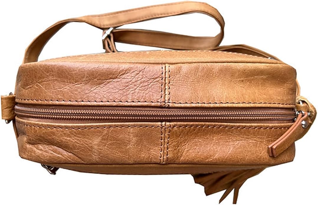 Cowhide Leather Women's Shoulder Purse Small Cross Body Organizer Bag with Many Pockets