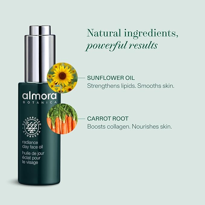 Radiance Day Face Oil 15mL | Hydrating & Brightening Facial Oil for Glowing Skin | Lightweight, Non-Greasy Formula with Sunflower Oil & Beta Carotene | Natural, Vegan Skincare