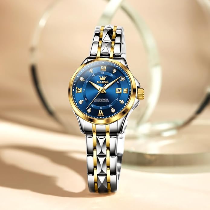 OLEVS Watch Women,Watches for Women,Luxury Casual Stainless Steel Women's Wrist Watches Classic Small Face Dress Analog Womens Watches with Date Easy to Read Waterproof Luminous Quartz Ladies Watches