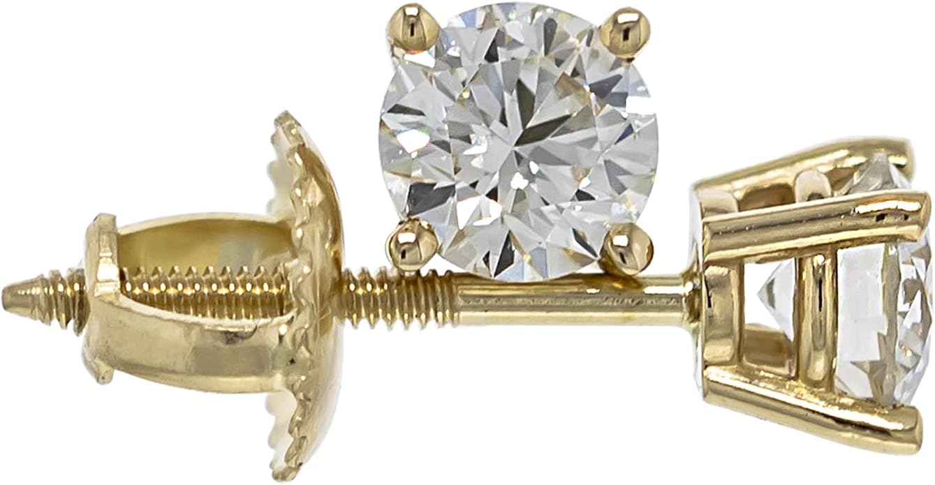 IGI Certified 14k Gold Lab-Grown Diamond Stud Earrings (I-J Color, VS2-SI1 Clarity)