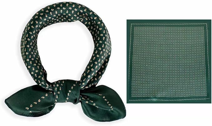 ANDANTINO 100% Real Mulberry Silk Scarf -21'' x 21''- Lightweight Neckerchief –Women Men Small Square Digital Printed Scarves