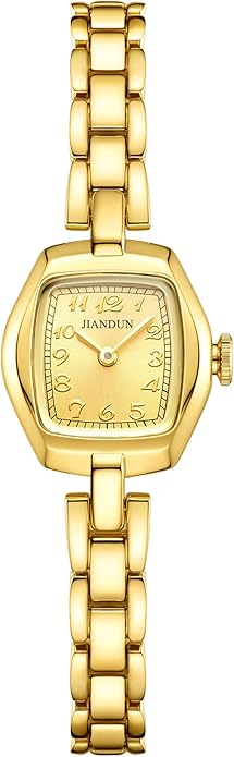 JIANDUN Vintage Small Gold Women’s Watch, Elegant Stainless Steel Bracelet, Water-Resistant with Tools Included