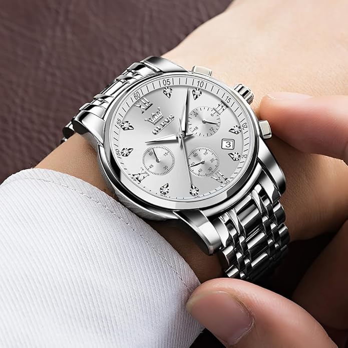 OLEVS Mens Watches Waterproof Stainless Steel Adjustable Bracelet Watch Quartz Analog Watch for Men Fashion Business Classic Mens's Wrist watch's Casual Watches Gold/Blue/Black/White/Face/Dial