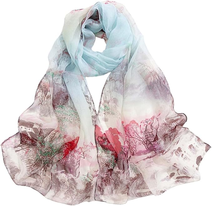 Pokeedioty Women’s Scarf Lightweight Elegant Floral Pattern Scarf Fashion Scarves Sheer Scarfs Shawls