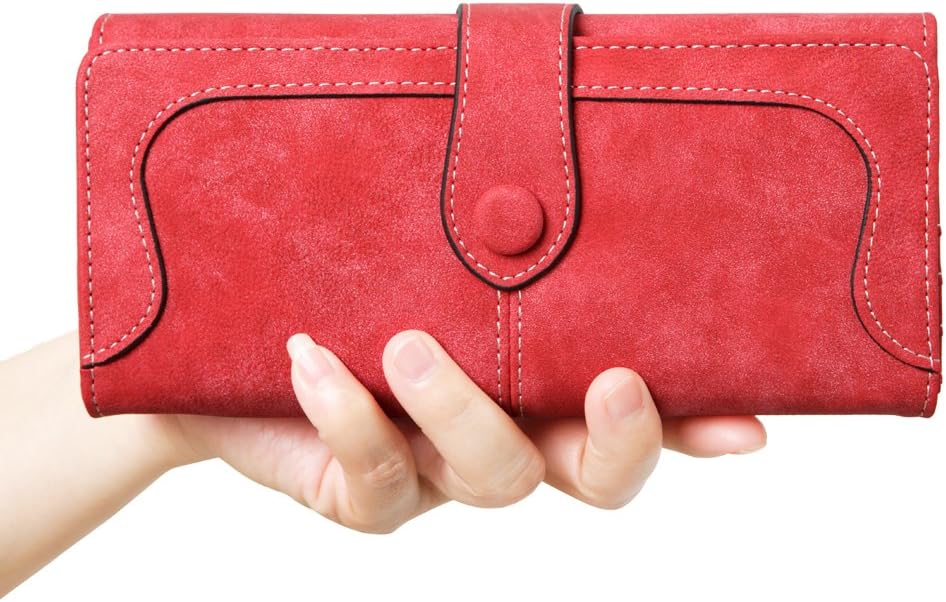 Women's Vegan Leather 17 Card Slots Card Holder Long Big Bifold Wallet