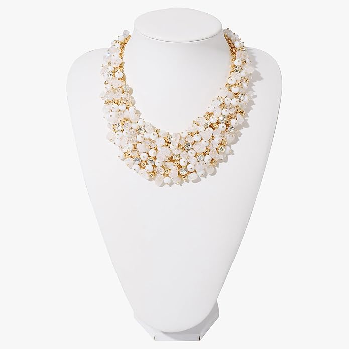Bocar Fashion Crystal Chunky Collar Statement Necklace Earring Set for Women Gift (NK-10260)