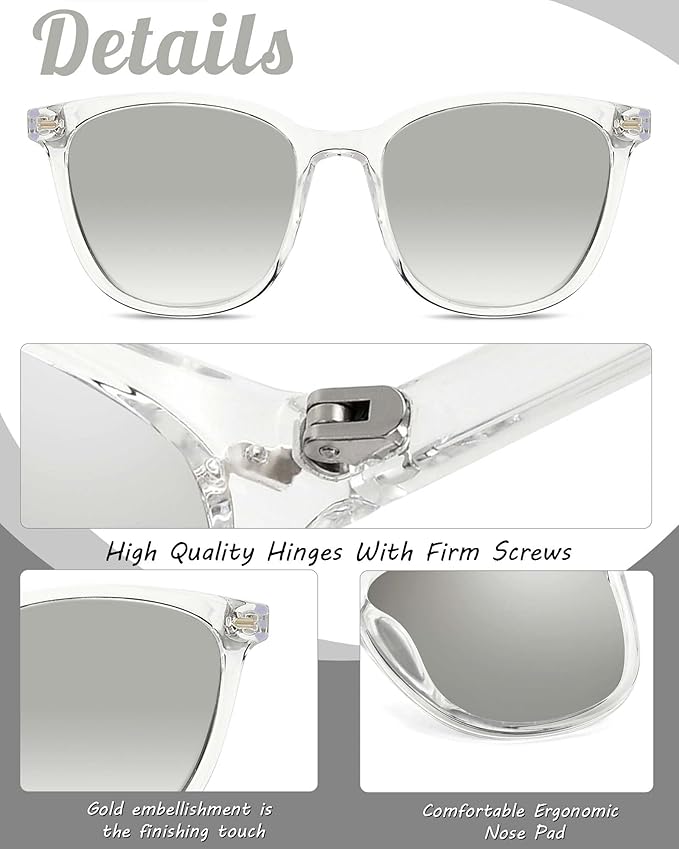 Myiaur Polarized Sunglasses for Women, Square Mirrored Trendy Shades with UV Protection Reduce Glare Sun Glasses
