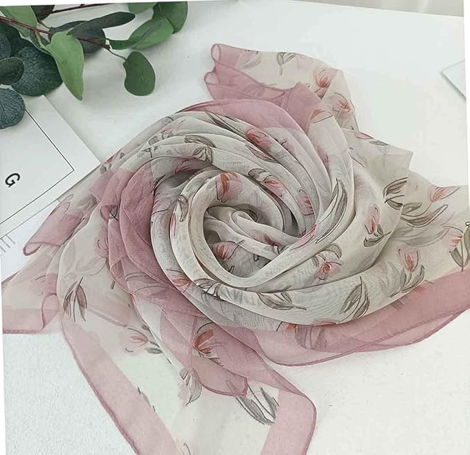 Pokeedioty Scarfs for Women Lightweight Scarves Elegant Floral Pattern Sheer Scarfs Shawls Wraps