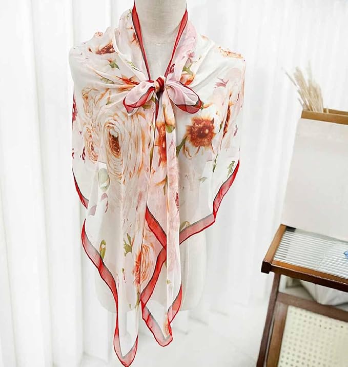 Xyueanlo Scarfs for Women Lightweight Fashion Floral Printed Scarves Neck Scarf Sunscreen Wraps Shawls