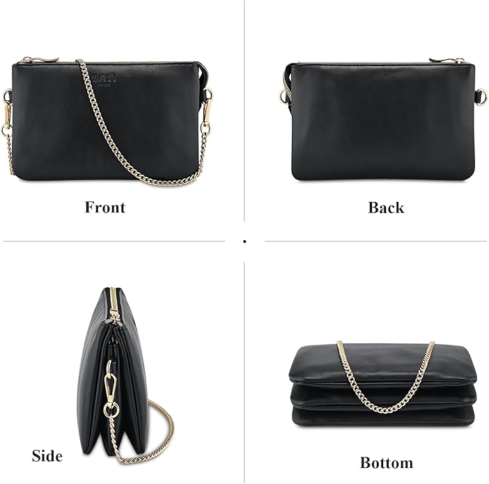 Wristlet Purses for Women, Vegan Leather Crossbody Evening Zip Clutch Bag with Strap | Vegan Leather, Evening, Zip, with Strap