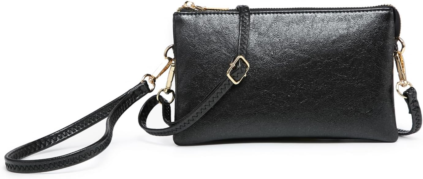 JEN & CO. Riley Small Crossbody Bags for Women Vegan Leather Wristlet Clutch Wallet Purses Handbags with 2 Straps