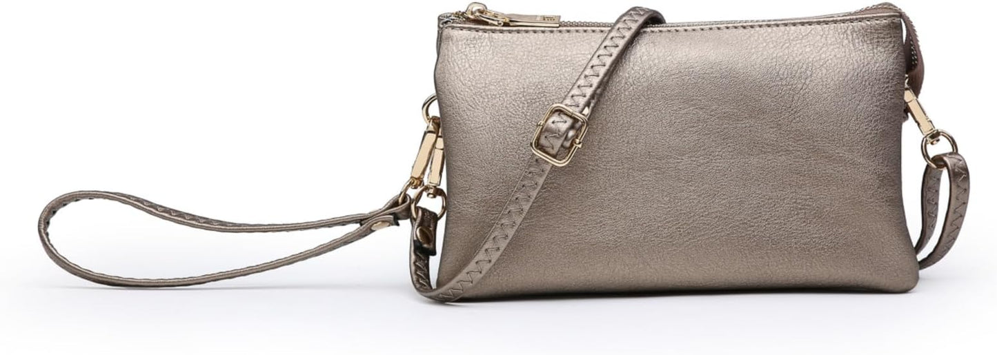JEN & CO. Riley Small Crossbody Bags for Women Vegan Leather Wristlet Clutch Wallet Purses Handbags with 2 Straps