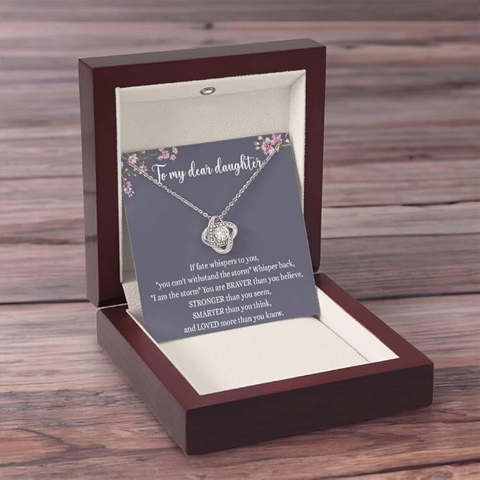 VIRAGIL To My Daughter Gift Necklace From Dad or Mom - Badass Daughter Jewelry With Heartfelt Message & Elegant Box