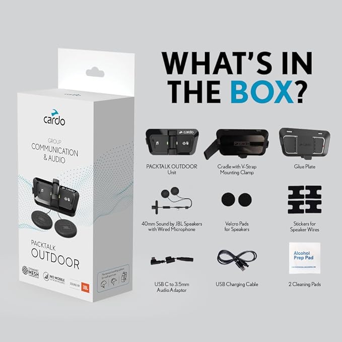 Cardo Packtalk Outdoor Helmet Communication System for Skiing, Snowboarding, Mountain Biking, Cycling and Other Outdoor Activities - Black - Dual Pack