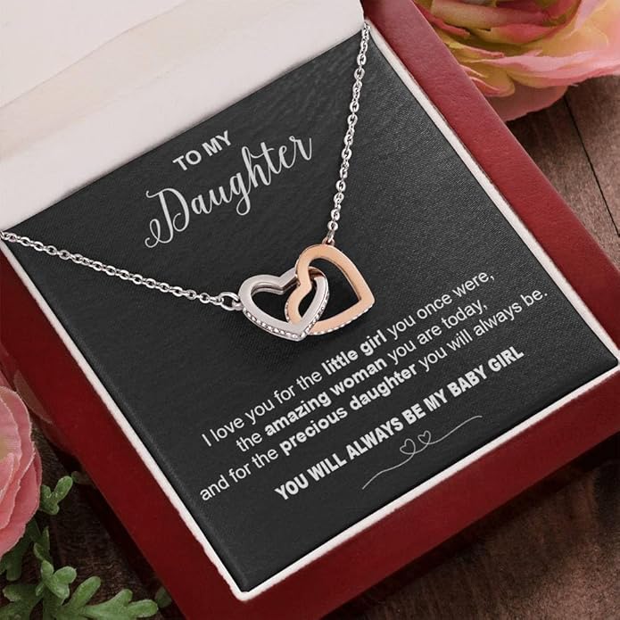 VIRAGIL To My Daughter Gift Necklace From Dad or Mom - Badass Daughter Jewelry With Heartfelt Message & Elegant Box