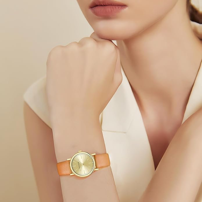 Watches for Women Crystal Accented Fashion Watch with Leather Band Gifts for Women