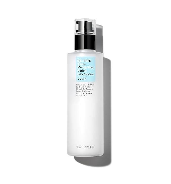 COSRX Oil Free Lotion with Birch Sap, Daily Acne Facial Moisturizer, Hydrating Moisturizer for All Skin Types, Korean Skin Care, 3.38 fl.oz / 100ml