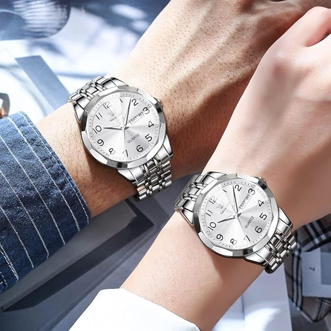 OLEVS Watch for Men Women Large Face Unisex Diamond Luxury Dress Analog Quartz Stainless Steel Waterproof Luminous Date Business Casual Wrist Watch
