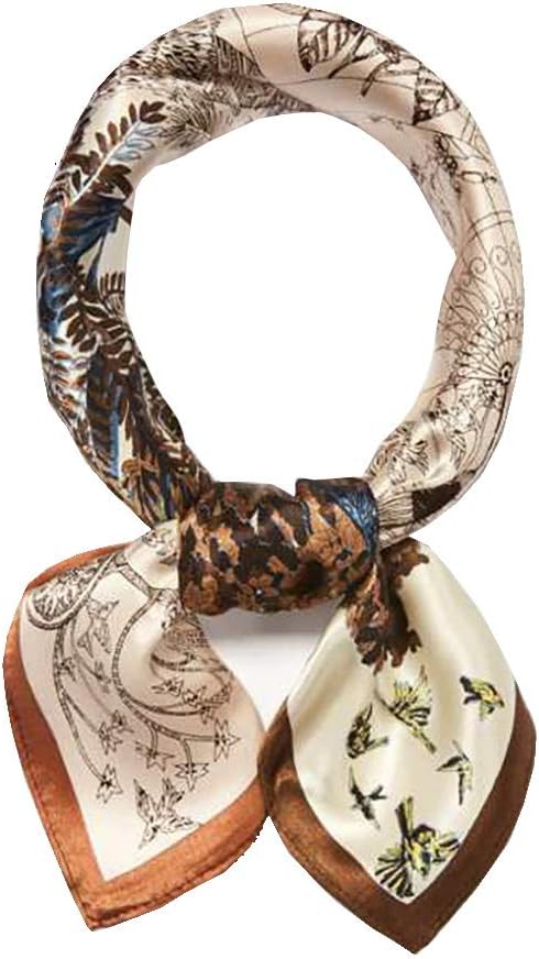 ANDANTINO 100% Real Mulberry Silk Scarf -21'' x 21''- Lightweight Neckerchief –Women Men Small Square Digital Printed Scarves