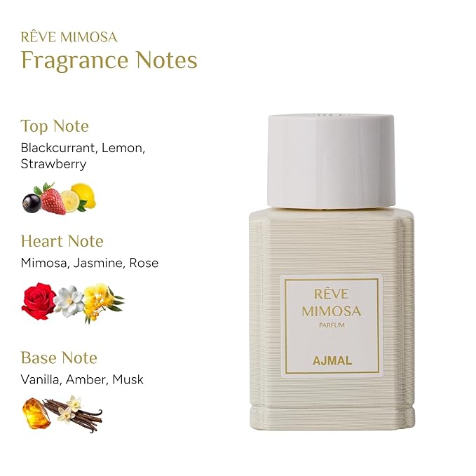 Ajmal Oud Marquis Rêve Mimosa Eau de Parfum for Women – 3.4 fl oz / 100 ml | Luxury Premium Floral Musk Perfume | Long Lasting French Fragrance | Made in France & Crafted in Dubai | Exclusive for USA