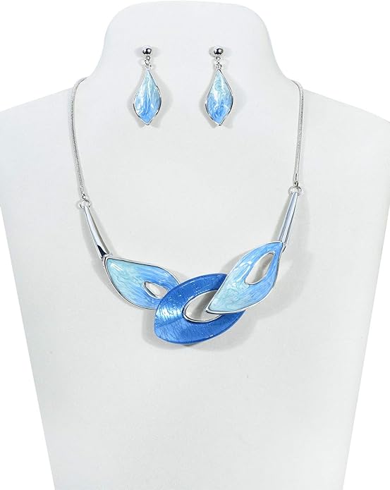 Vintage Statement Jewelry Set Leaf Floral Bohemian Boho Statement Necklace Earring Set Crystal Fashion Costume Jewelry