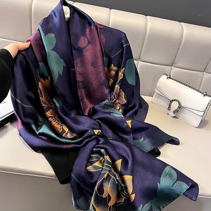 YOUR SMILE Large Mulberry Silk Feeling Long Stain Scarf Lightweight Sunscreen Shawls Wraps for Women