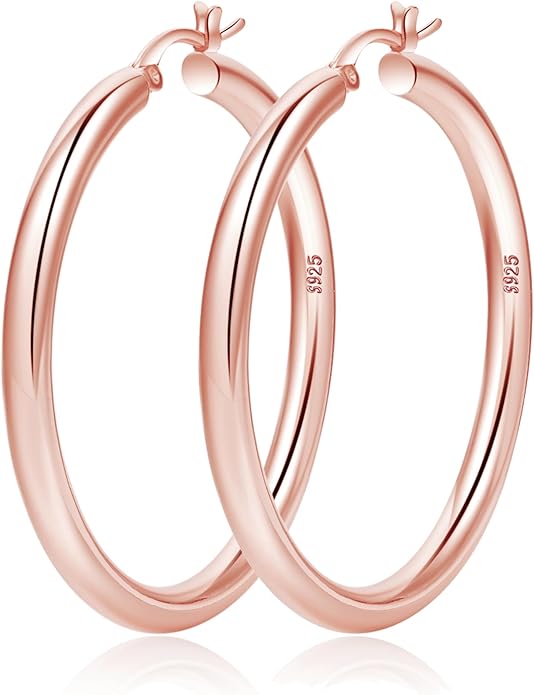4mm Thick Gold Chunky Earrings Steling Silver Post Hoops Earrings For Women Hollow Tube Hoops Earrings Thick Gold Hoop Earrings Hypoallergenic Lightweight Gold Hoop Large Earrings 20/30/40/50/60MM