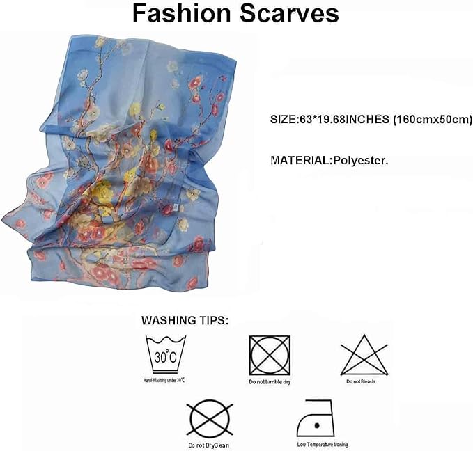 Pokeedioty Scarfs for Women Lightweight Scarves Elegant Floral Pattern Sheer Scarfs Shawls Wraps