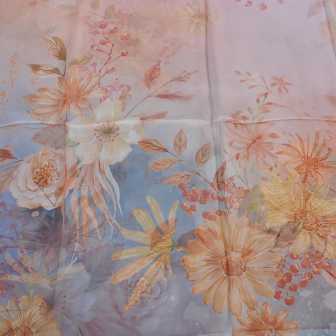 100% Mulberry Silk Women's Neck Silk Scarf-Lightweight Shawl,FLoral Print Beach Silk Wrap-Scarves for Photography