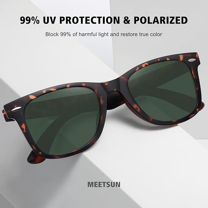 MEETSUN Retro Polarized Sunglasses for Women Men Classic Mirror Lens Driving Trendy Sun Glasses UV Protection (3 Pack)