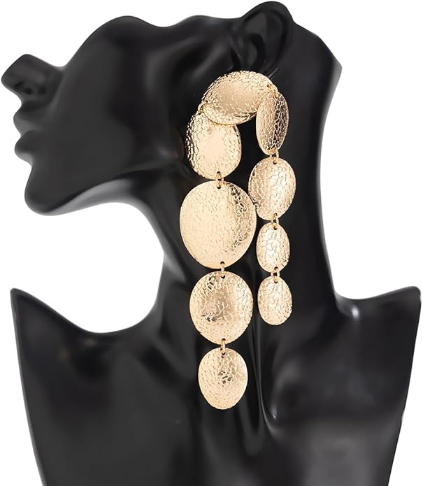 Elegant Gold Choker Necklace and Earring Set for Women, Textured Jewelry Set, Statement Necklace & Drop Earrings for Parties and Events