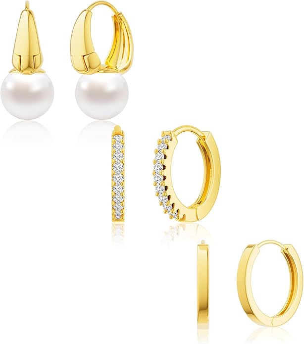CHESKY Christmas Gifts Pearl Earrings for Women, Dainty 14K Gold Plated/Silver Plated Drop Quality Handpicked AAA+ Freshwater Cultured Round Pearls Dangle Earrings Wedding Jewelry for Women Gifts