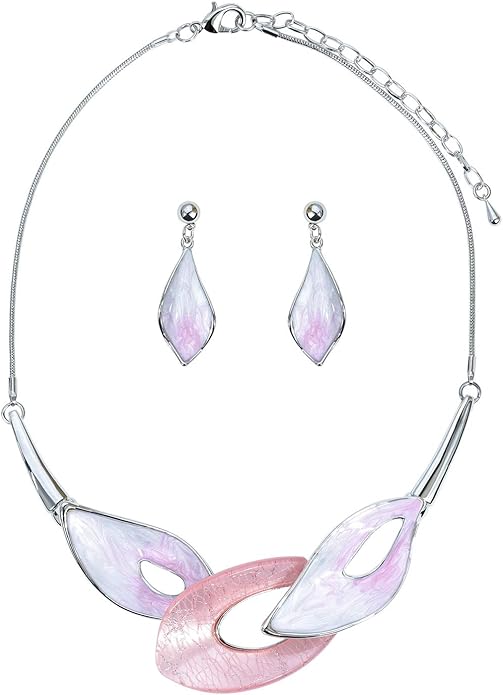 Vintage Statement Jewelry Set Leaf Floral Bohemian Boho Statement Necklace Earring Set Crystal Fashion Costume Jewelry