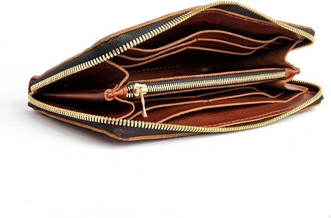 Portland Leather Goods Women's Accordion Zip Wallet – Handcrafted in Durable, Full-Grain Leather – 8 Card Slots & Secure Zippered Pocket – Nutmeg