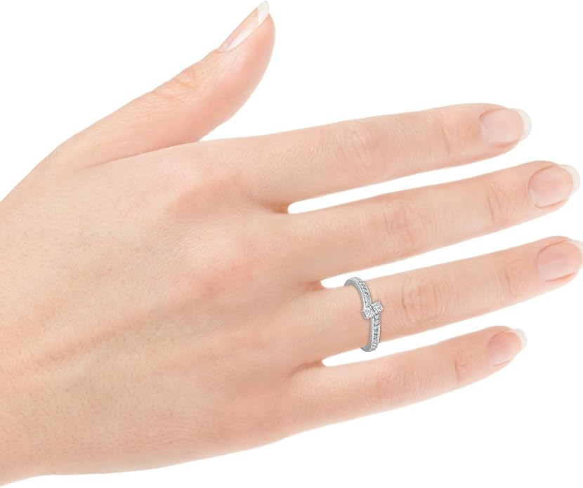 Pompeii 1/4 Ct Two Stone Diamond Engagement Forever Us Ring White Gold Anniversary Band