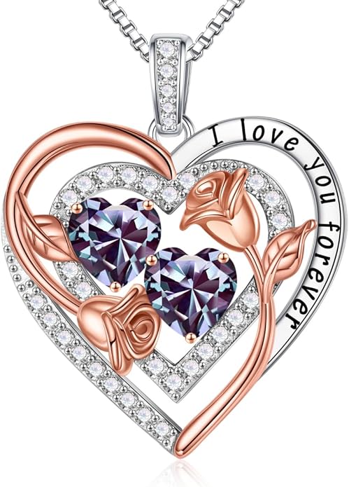 Iefil Mothers Day Gifts for Wife - Sterling Silver Birthstone Necklace Birthday Gifts for Her Wife