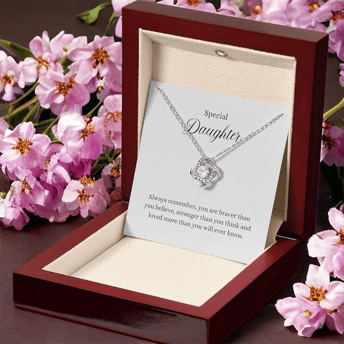 VIRAGIL To My Daughter Gift Necklace From Dad or Mom - Badass Daughter Jewelry With Heartfelt Message & Elegant Box