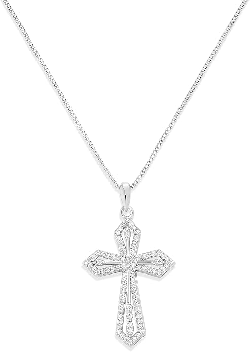 Milla 14K Gold Plated Cross Necklace for Women, Silver Cross Necklaces for Women, 18 inches Chain with Cross Pendant