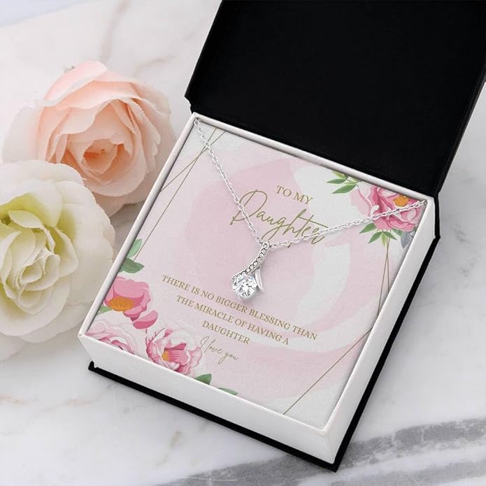 VIRAGIL To My Daughter Gift Necklace From Dad or Mom - Badass Daughter Jewelry With Heartfelt Message & Elegant Box