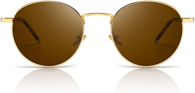 SUNGAIT Ponderable Metal Round Sunglasses for Men Women Classic Vintage Polarized Circle Sun Glasses