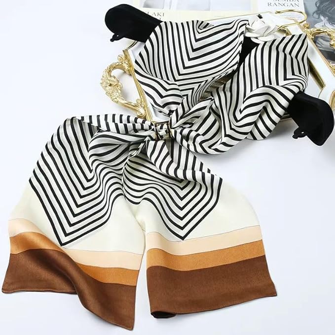 100% Mulberry Silk Ribbon Scarf for Hair Beach Head Wraps for Women Handbag accessories Necktie
