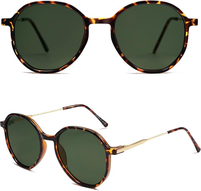 SOJOS Trendy Designer Hexagon Round Sunglasses for Women Fashion Big Shades Geometric Women Sunglasses SJ2181