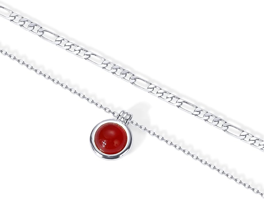 PAVOI 14K Gold Plated Layered Necklaces for Women | Gemstone Pendant Figaro Chain Necklace | Carnelian, Green Aventurine, Malachite Layering Necklace