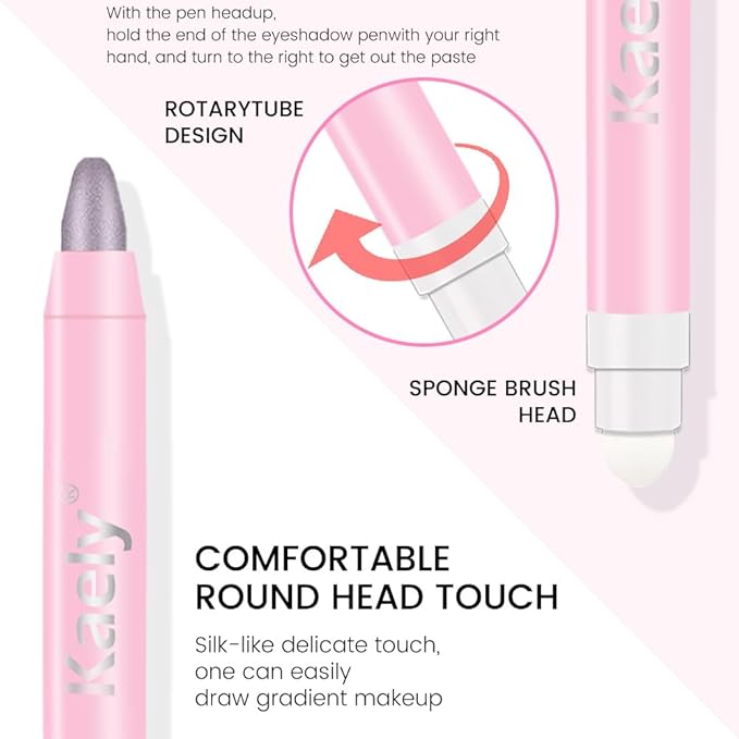 evpct 1Pcs Smoky Amethyst Shimmer Cream Eye Shadow Brightener Sticks for Eyes Waterproof Pigmented, Double Ended Cream Eyeshadow Stick Pencil Pen with Applicator, Eye Shadow Palette Highlighter Makeup