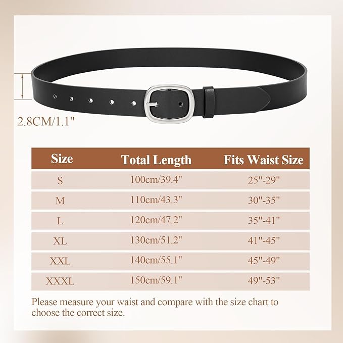 WHIPPY Women Leather Belt Casual Fashion Gold Buckle Leather Waist Belt for Jeans Pants Dresses Chic Ladies Belt